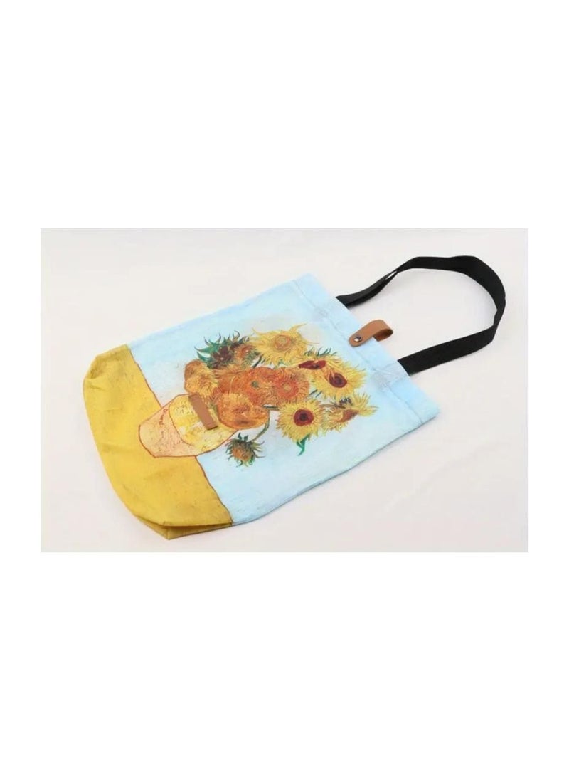 Generic - Sunflower Polyester Taffeta Folding Eco-friendly Bag Van Gogh Series Oil Painting Printing Carrying Case Mini Supermarket Shopping Bag - Image 1