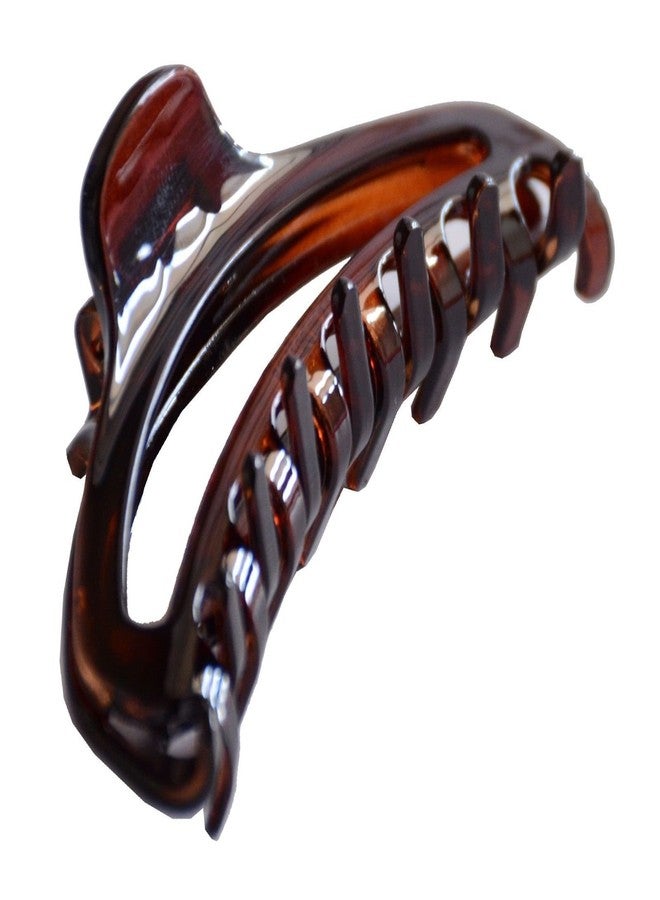 Parcelona French Slim Small Tortoise Brown Shell 2 3/4" Celluloid Jaw Hair Claw Clip Clamp Clutcher, Made in France - Image 1