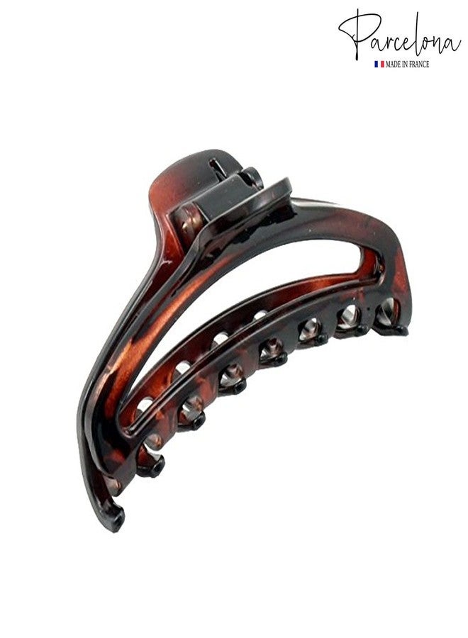 Parcelona French Slim Small Tortoise Brown Shell 2 3/4" Celluloid Jaw Hair Claw Clip Clamp Clutcher, Made in France - Image 2