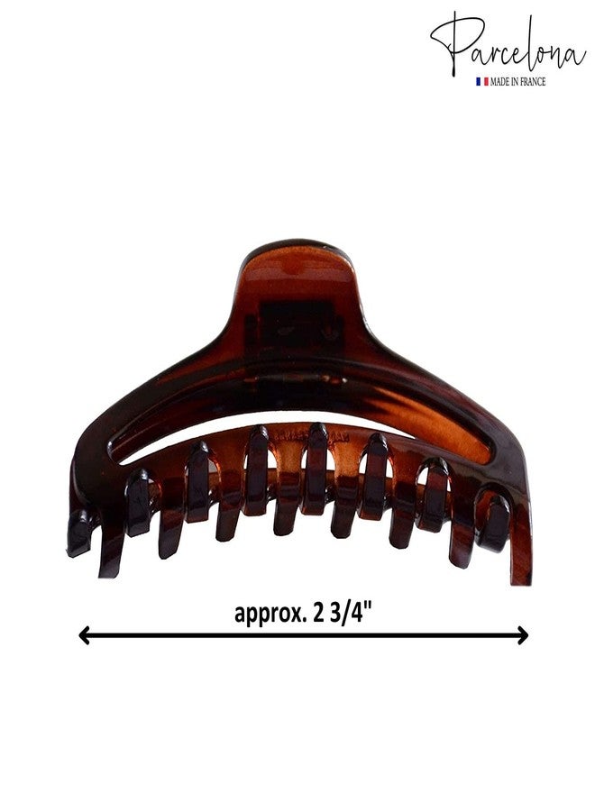 Parcelona French Slim Small Tortoise Brown Shell 2 3/4" Celluloid Jaw Hair Claw Clip Clamp Clutcher, Made in France - Image 3