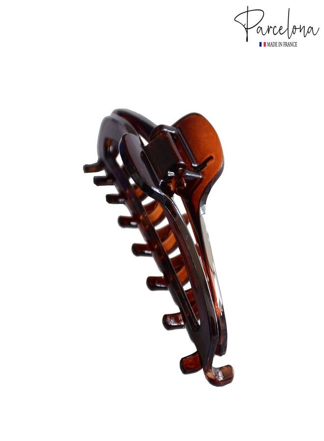 Parcelona French Slim Small Tortoise Brown Shell 2 3/4" Celluloid Jaw Hair Claw Clip Clamp Clutcher, Made in France - Image 4