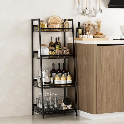 Masupu 4 Tier Bathroom Shelf, Bathroom Organizer and Storage for Small Space, Free-Standing Metal Rack Shelves Waterproof for Kitchen, Bathroom, Laundry, Toilet, Black - Image 2