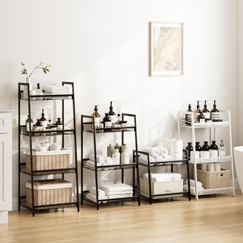 Masupu 4 Tier Bathroom Shelf, Bathroom Organizer and Storage for Small Space, Free-Standing Metal Rack Shelves Waterproof for Kitchen, Bathroom, Laundry, Toilet, Black - Image 4