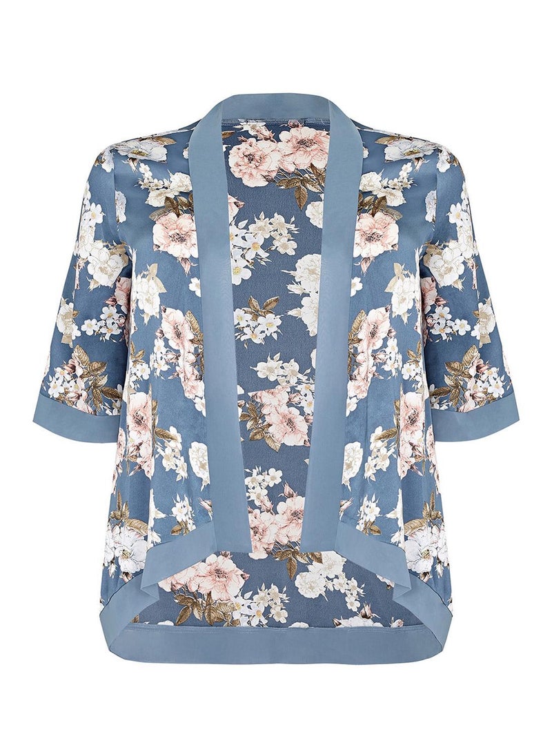 MELA LONDON Floral Satin Short Length Kimono - Image 4