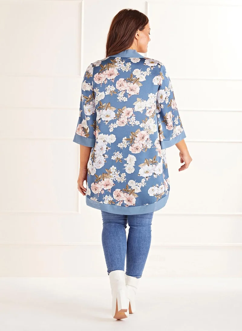 MELA LONDON Floral Satin Short Length Kimono