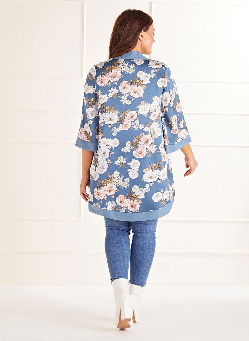 MELA LONDON Floral Satin Short Length Kimono - Image 3