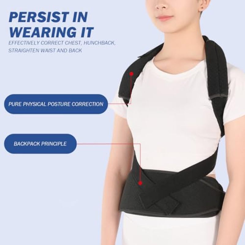 Back Brace: Adjustable L Size Breathable Fabric - Discreet Design Posture Corrector for Office Workers Remote Professionals Adults - Image 4