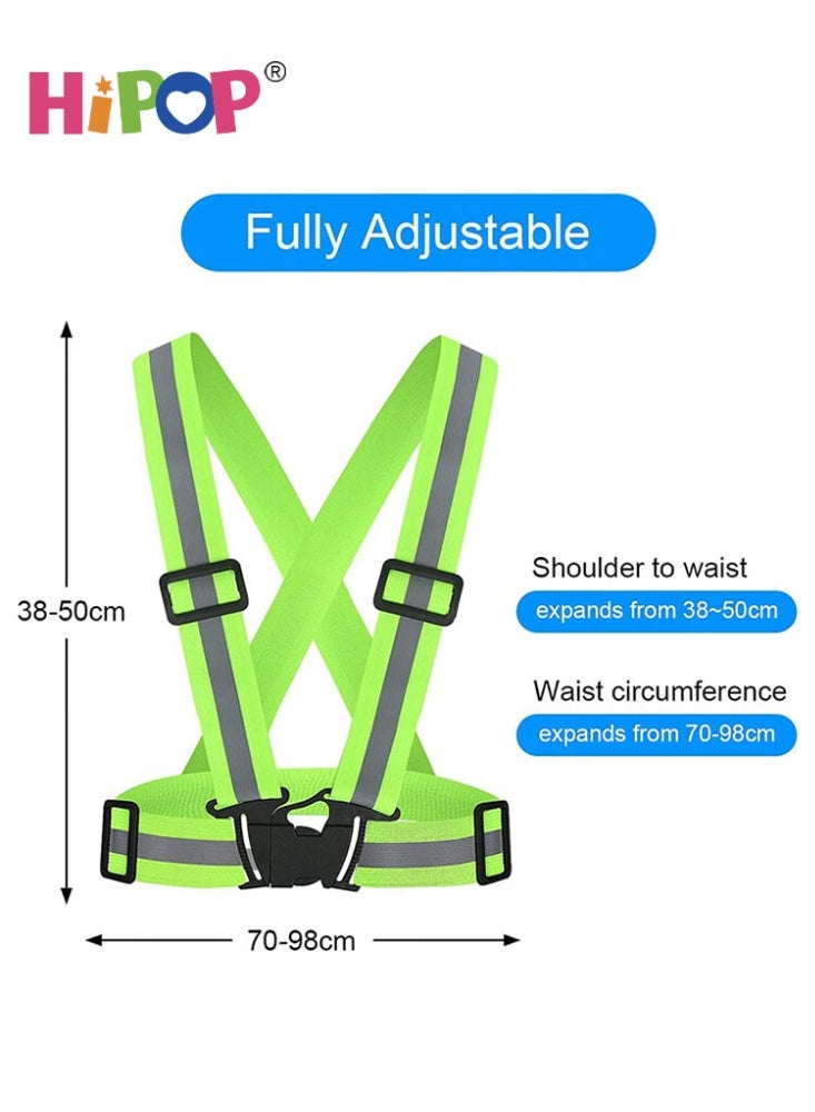 HIPOP 1 x Reflective Vest and 2 x Reflective Safety Wristbands, Strong Visibility Elastic Waistcoat Adjustable Waistband, Breathable Outdoor Safety Vest, Ideal for Men and Women, Jogging, Cycling, Scooter, Running - Image 4