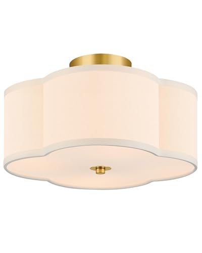 VONLUCE Semi Flush Mount Ceiling Light, 12.8" Ceiling Light Fixture with Four Leaf Clover-Shaped, 4-Light Modern Light Fixture for Bedroom Living Room Nursery Hallway, White Shade & Gold Finish - Image 1