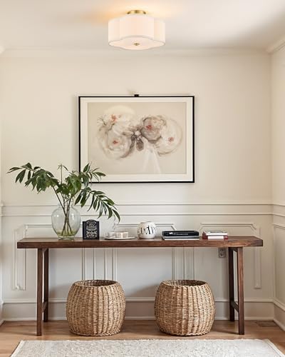 VONLUCE Semi Flush Mount Ceiling Light, 12.8" Ceiling Light Fixture with Four Leaf Clover-Shaped, 4-Light Modern Light Fixture for Bedroom Living Room Nursery Hallway, White Shade & Gold Finish - Image 5