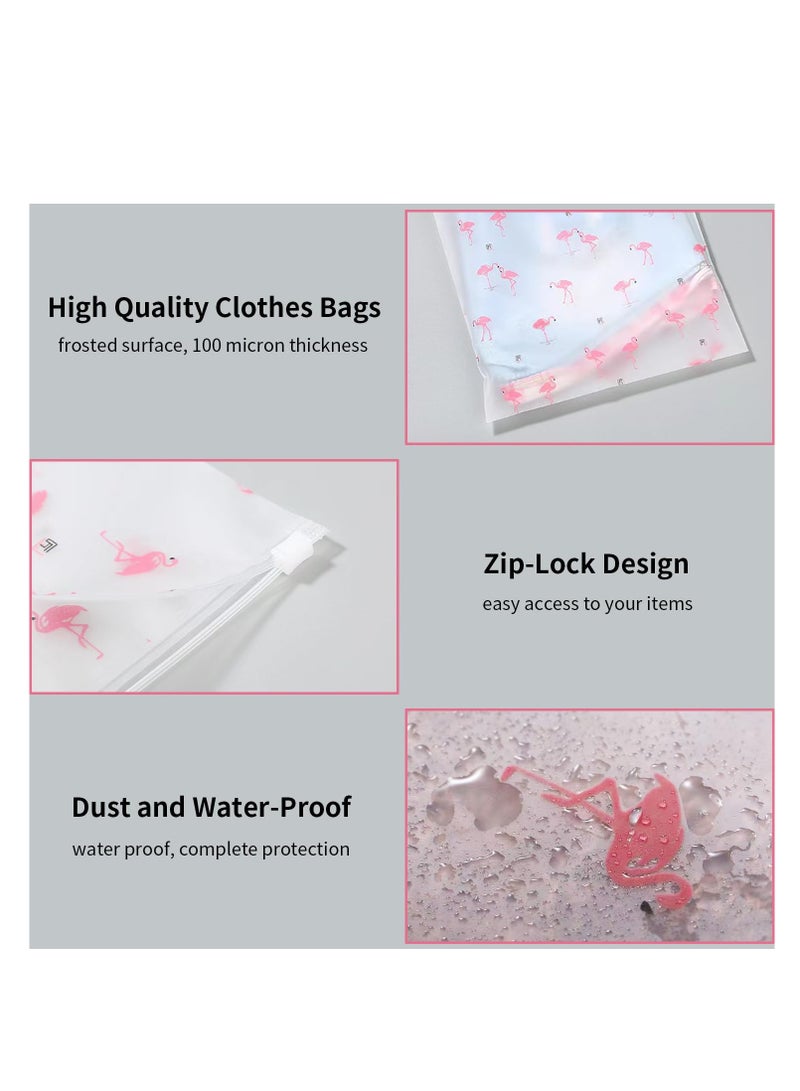 Excefore Zip Lock Sealable Bags, 35 x 45cm Large Plastic Travel Clothes Storage Bags, Space Saver Bags frosted Surface with Flamingo Patterns, Clear Seal Bags for Clothes, Shoes, Cosmetics (50Pcs)    ★★★Why ch - Image 2