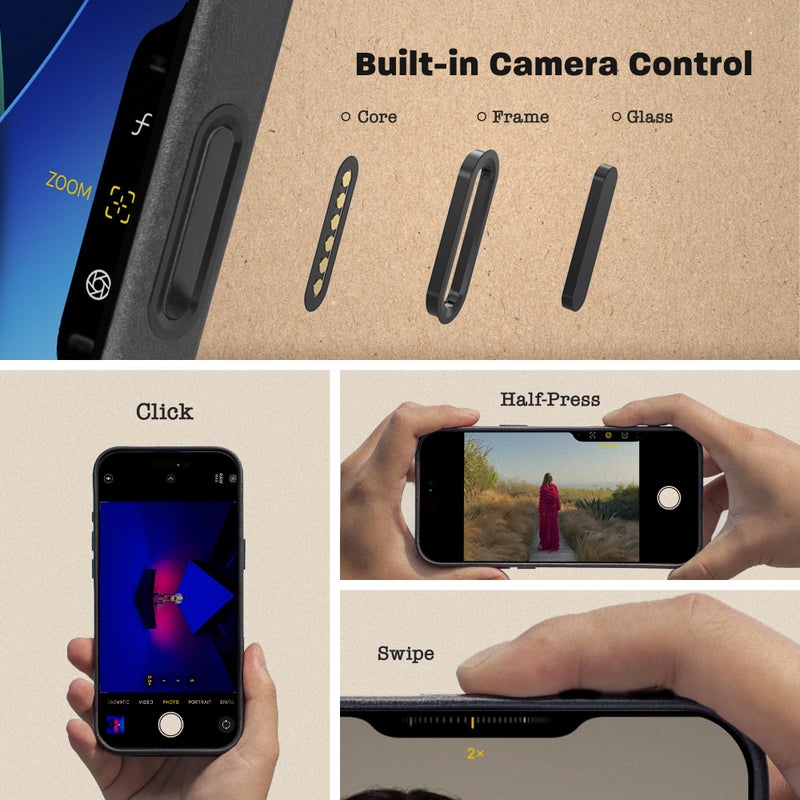 Le Pelle - Handcrafted Premium Italian Leather Case for iPhone 17 Pro Max - [Built-in Camera Control] - Compatible with Magsafe - Two-Tone Effect with Unique Patina Over Time - Black - Image 3