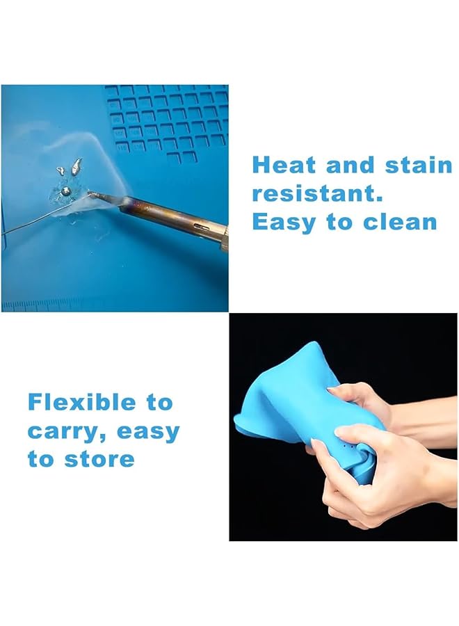 إيروريكس حصيرة لحام من السيليكون، حصيرة لحام عازلة من السيليكون، حصيرة إصلاح مغناطيسية مقاومة للحرارة، حصيرة محطة لحام، طاولة عمل، هاتف محمول، كمبيوتر محمول، مقاس 17.8 × 11.8 بوصة - Image 4