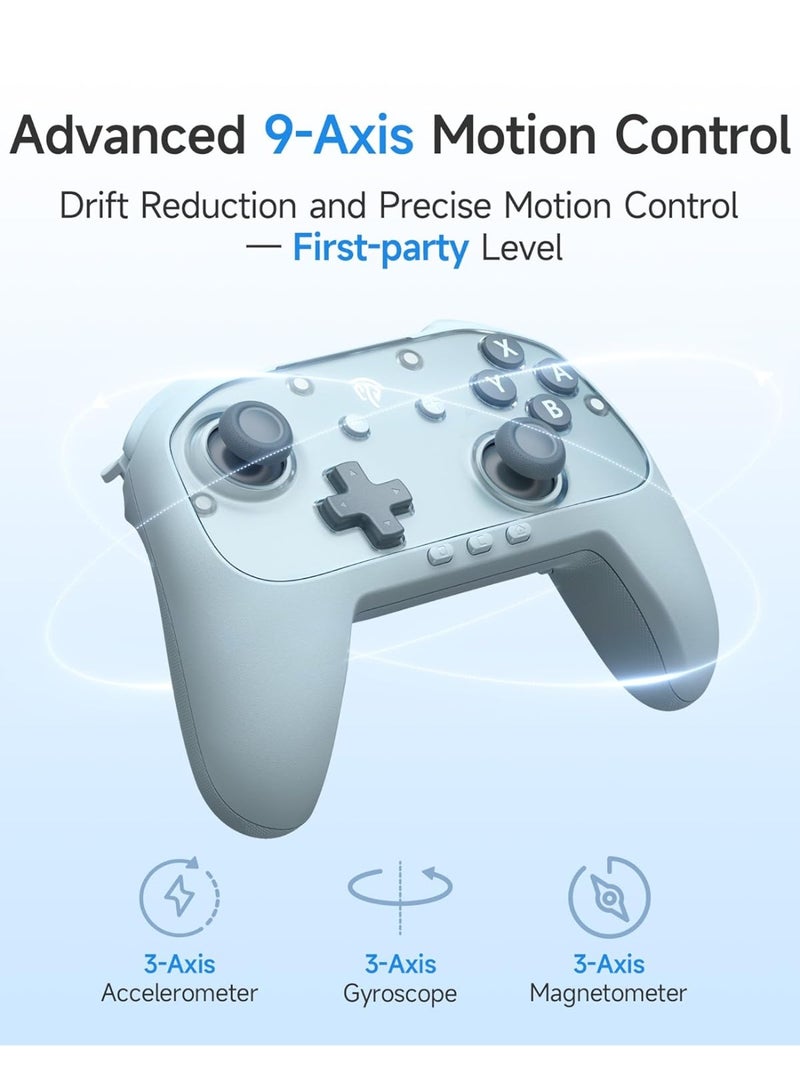 EasySMX Classic Gamepad EasySMX S10 Lite Wireless Gaming Controller for Switch/Switch 2, PC, Android, iOS with Drift-Free Hall Effect Joysticks with Longer Lasting Glide Tech for Silky Control, One-Key Wake-Up, Voice Chat, 9-Axis Motion, 2 Back Buttons, Great for Kids, Casual & Serious Gamers, Ergonomic Anti-Slip Grip, 1000mAh Battery Play 22hours - Image 5