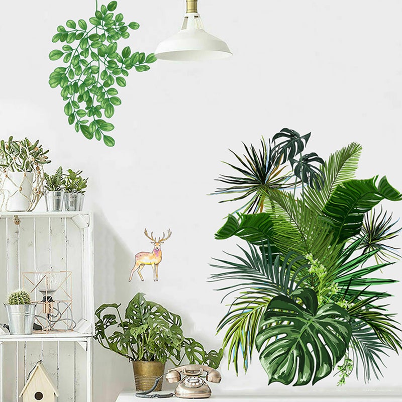 1 Set of 4 Pcs Green Plants Wall Stickers Nordic Style Wall Decal Home Decor - Image 3