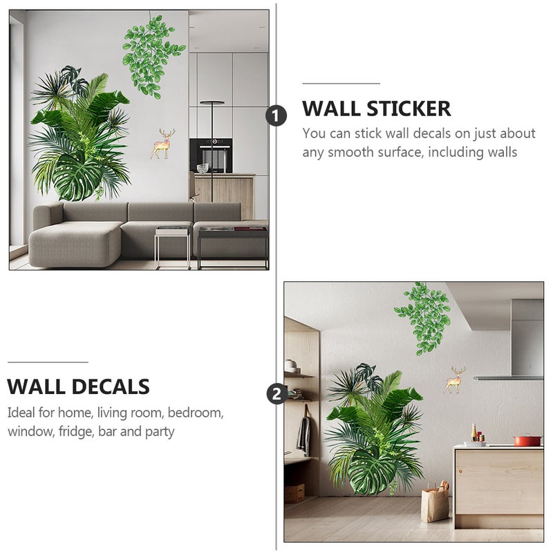 1 Set of 4 Pcs Green Plants Wall Stickers Nordic Style Wall Decal Home Decor - Image 5