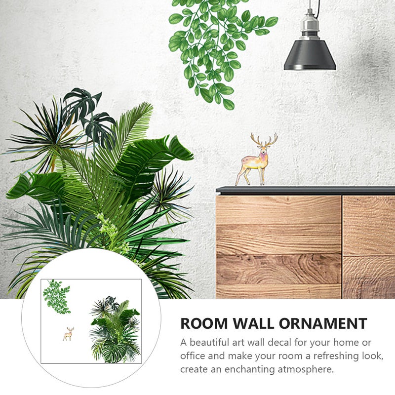 1 Set of 4 Pcs Green Plants Wall Stickers Nordic Style Wall Decal Home Decor - Image 4