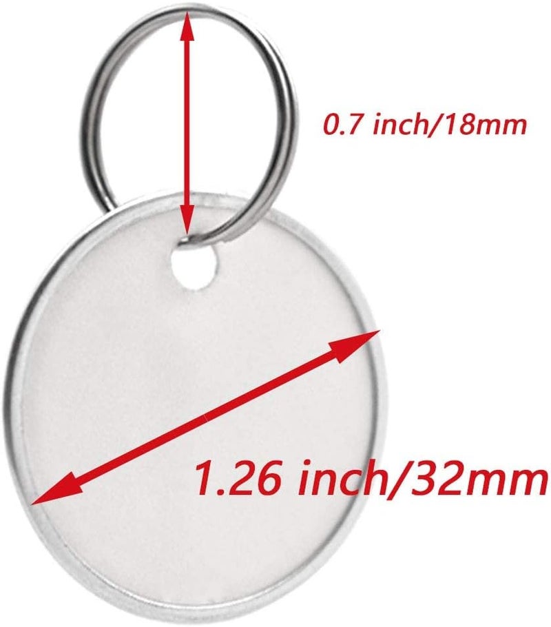 TERRIFI 100Pcs Metal Rim Key Tags,1-1/4 Inch Blank Round Rimmed Key Tag Paper Tags With Metal Split Rings,Small Coded Key Chain Keyring Set For Luggage,Pets,Kids Backpack,White - Image 2