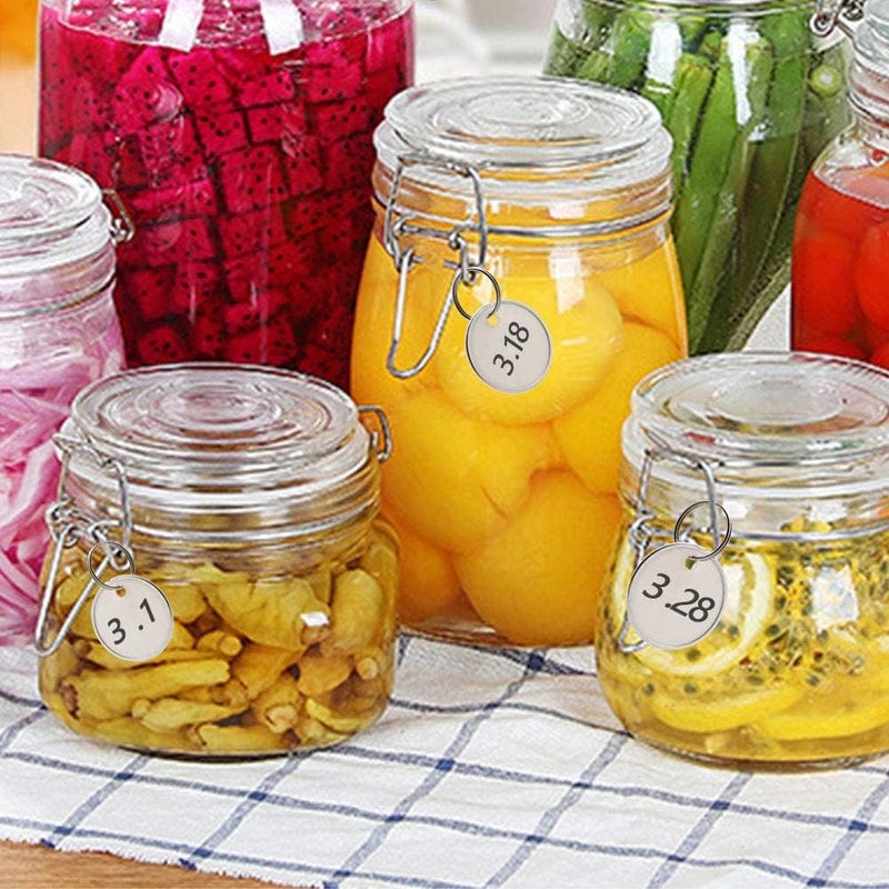 TERRIFI 100Pcs Metal Rim Key Tags,1-1/4 Inch Blank Round Rimmed Key Tag Paper Tags With Metal Split Rings,Small Coded Key Chain Keyring Set For Luggage,Pets,Kids Backpack,White - Image 5