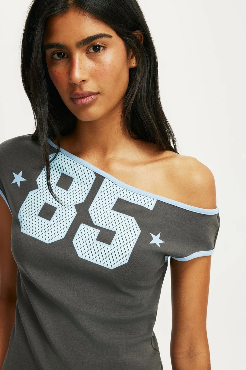 Cotton On  OFF SHOULDER GRAPHIC TEE for Women | Best Price UAE