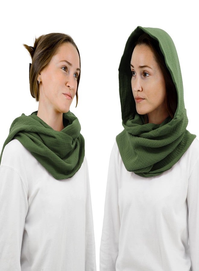 CosInStyle Women Men Fashion Pullover Scarf Hooded Scarf | Multifunctional Medieval Linen Cotton Cowl Hood Vintage Goth Cape Costume (Army Green) - Image 3