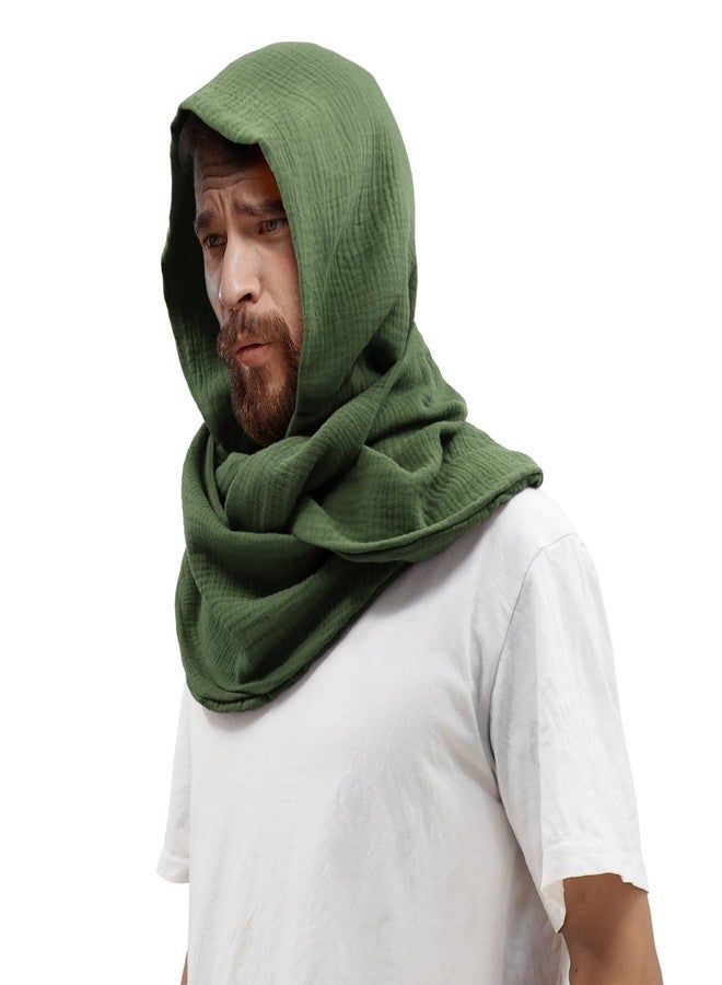 CosInStyle Women Men Fashion Pullover Scarf Hooded Scarf | Multifunctional Medieval Linen Cotton Cowl Hood Vintage Goth Cape Costume (Army Green) - Image 5