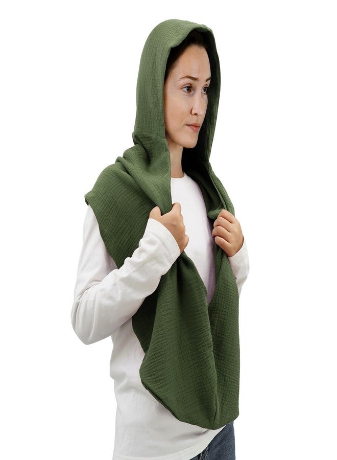 CosInStyle Women Men Fashion Pullover Scarf Hooded Scarf | Multifunctional Medieval Linen Cotton Cowl Hood Vintage Goth Cape Costume (Army Green) - Image 2