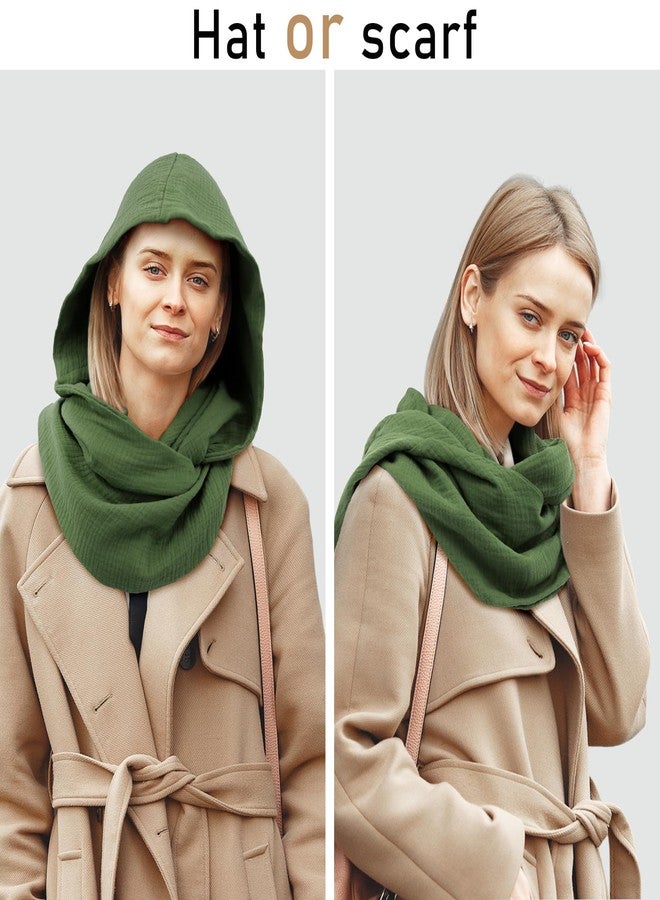 CosInStyle Women Men Fashion Pullover Scarf Hooded Scarf | Multifunctional Medieval Linen Cotton Cowl Hood Vintage Goth Cape Costume (Army Green) - Image 4