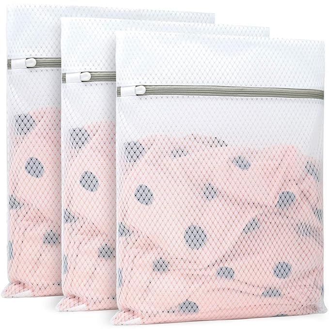 STEFLON STEFLON laundry mesh bag Clothes Washing Bags Mesh Laundry Bag With Zipper Lingerie Bags For Travel Underwear Tops Socks Pants Sweaters Bra Baby Clothes2024 L SIZE 3PC MESHBAG - Image 1