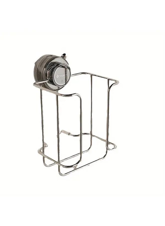 Beige Wall Mounted Toilet Paper Holder With Suction Cup Durable Metal Bathroom Organizer - Image 5