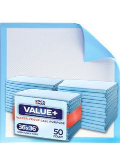 Stack Man Chucks Pads Disposable 36 x 36 Underpads [50-Pack] Incontinence Chux Pads Absorbent Fluff Protective Bed Pads - Extra Large Pee Pads for Kids, Adults & Elderly | Leak Proof Puppy Pads, 36x36 