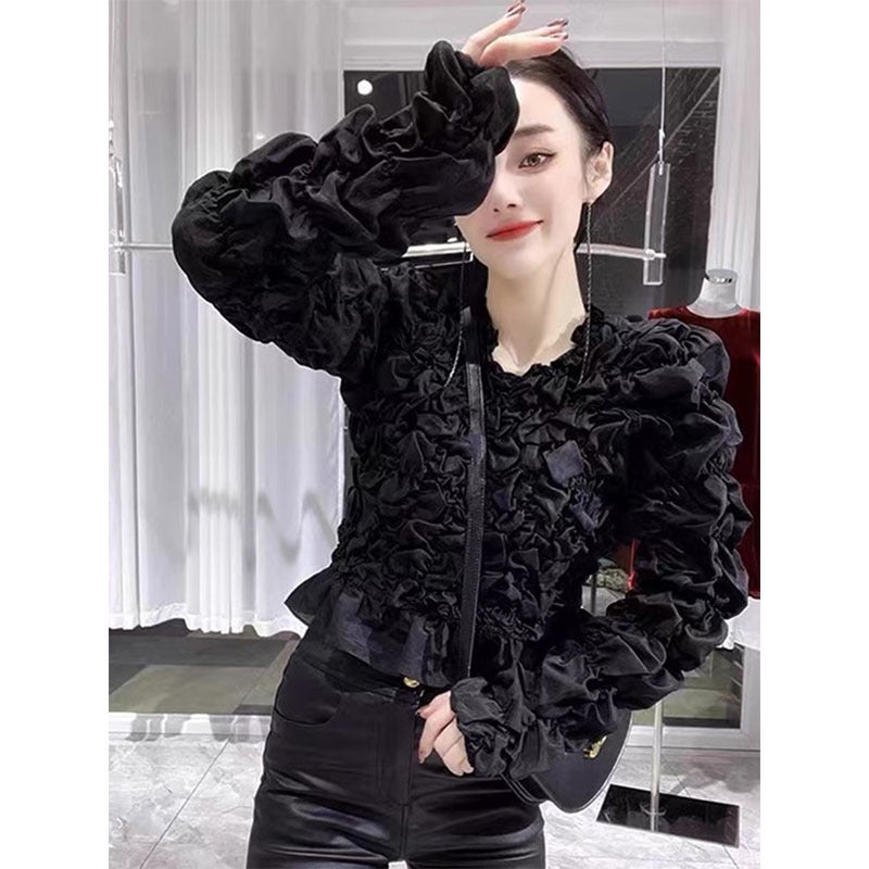 Shenzhen 25 New Nanyou Women'S European Fashion Western Style Palace Style Puff Sleeve Pleated Top Shirt Women'S - Image 1