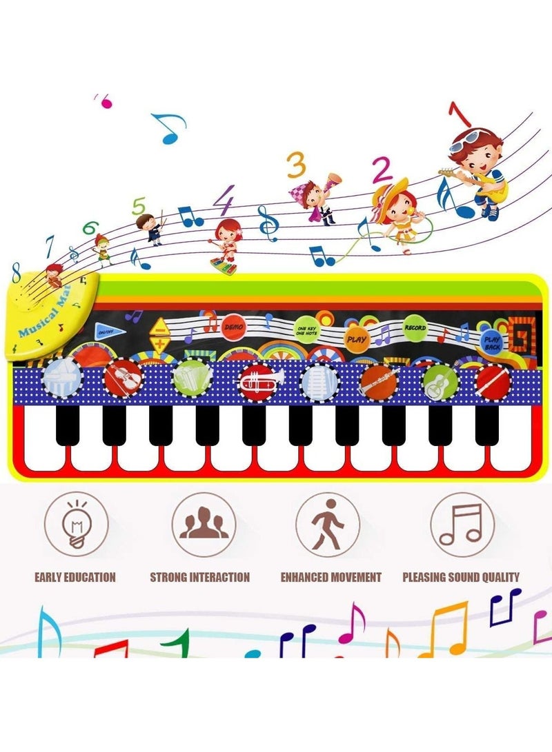 NIBEMINENT Baby Piano Pad Music Toy, with 42 Sounds, Kids Floor Keyboard Dance Animal Blanket Touch Play Mat, Early Education Toy Gift for Toddlers Boys Girls (Yellow)  - Image 1
