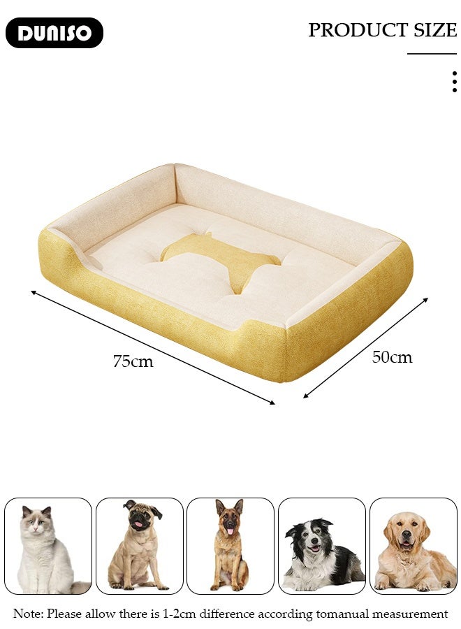 DUNISO Dog Bed for Small Medium Dogs and Cats, Washable Rectangle Pet Bed Anti-Slip Waterproof Dog Cushion Warming Cozy Anti Anxiety Dog Mat Kennel Pad - Image 2