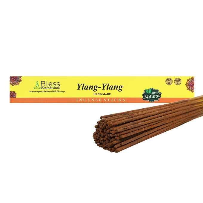 BLESSYLANGYLANG 100NATURALHANDMADEHANDDIPPEDINCENSESTICKS ORGANICCHEMICALSCHARCOALFREE PURIFICATIONRELAXATIONPOSITIVITYYOGAMEDITATION BESTWOODSSCENT 25 STICKS 40GM