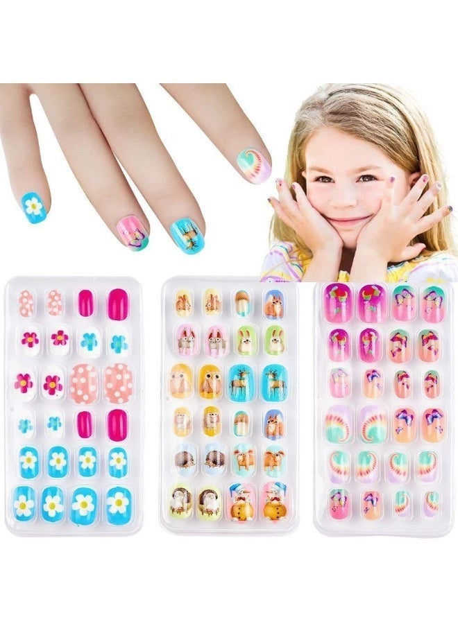 Cute and stylish fake nails designed for kids and young girls. Full cover with pre-glued design for easy application and comfortable wear. Adds a refreshing and lovely touch to your child’s look — perfect for daily use or as a lovely gift for little girls - Image 1