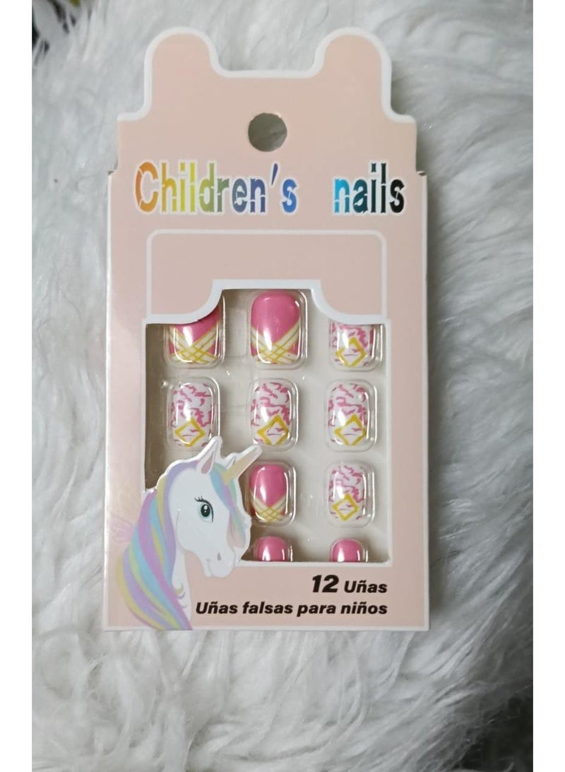 Cute and stylish fake nails designed for kids and young girls. Full cover with pre-glued design for easy application and comfortable wear. Adds a refreshing and lovely touch to your child’s look — perfect for daily use or as a lovely gift for little girls - Image 2