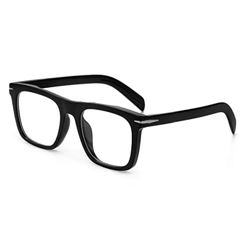 JOVAKIT Square Frame Glasses for Women Men Non-prescription Clear Lens Eyeglasses Anti-Blue Light Lens Eyewear (Black) - Image 1