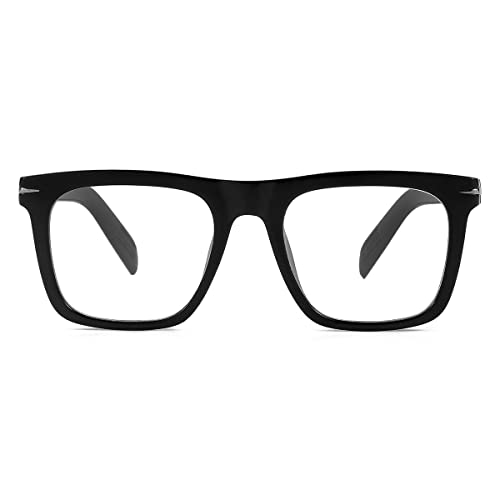 JOVAKIT Square Frame Glasses for Women Men Non-prescription Clear Lens Eyeglasses Anti-Blue Light Lens Eyewear (Black) - Image 2