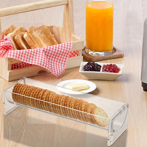 SOUJOY 4 Pack Cracker Tray for Serving, Acrylic Biscuit Stand Cracker Server Holder, Rectangular Clear Food Display Holder for Countertop, Home, Wedding Events, Parties and Events - Image 5