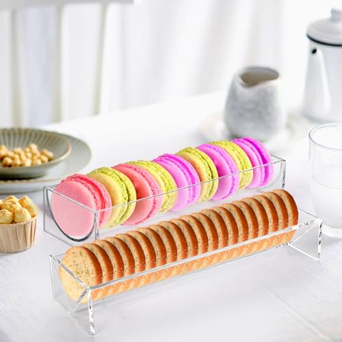 SOUJOY 4 Pack Cracker Tray for Serving, Acrylic Biscuit Stand Cracker Server Holder, Rectangular Clear Food Display Holder for Countertop, Home, Wedding Events, Parties and Events - Image 4