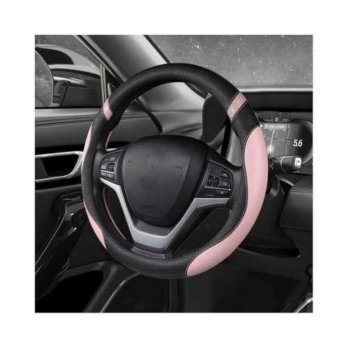 MUQIDA Car Steering Wheel Cover 15 Inch Premium Leather Breathable NonSlip Wheels Wrap Universal Auto Comfortable Steering Wheel Protector for SUV Truck Van Car Accessories Pink - Image 1