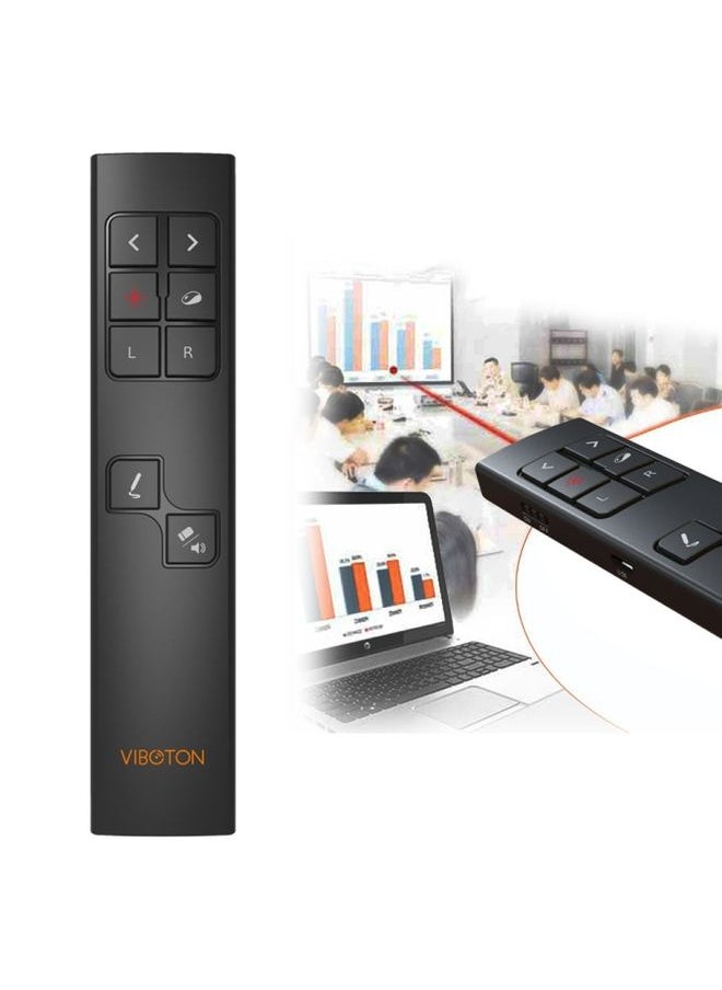 BURAQ - VIBOTON PP930 2.4GHz Multimedia Presentation Remote PowerPoint Clicker Wireless Presenter Handheld Controller Flip Pen, Control Distance: 30m(Black) - Image 1