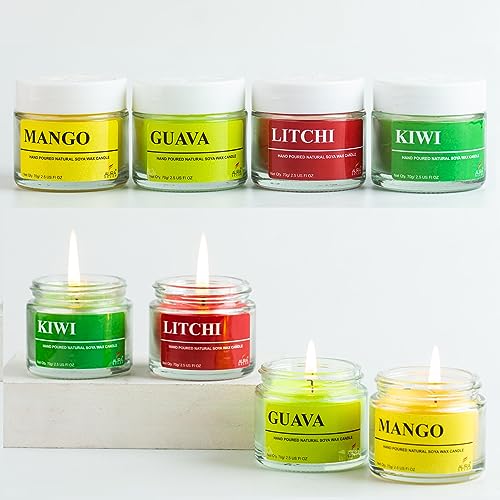 AURA DECOR AuraDecor Fragrance Soy Wax Jar Candle || Summer Special || Fruity Fragrance || Soy Wax || Handpoured || Votive Candle || Burning Time 20 Hours Each || Mango, Litchi, Guava, Kiwi (Pack of 8) - Image 2