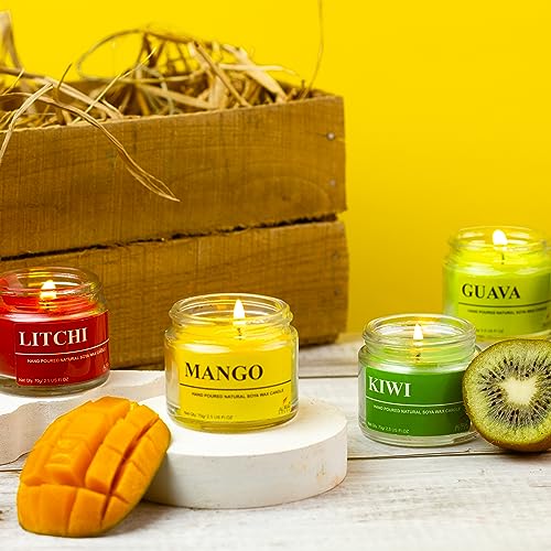 AURA DECOR AuraDecor Fragrance Soy Wax Jar Candle || Summer Special || Fruity Fragrance || Soy Wax || Handpoured || Votive Candle || Burning Time 20 Hours Each || Mango, Litchi, Guava, Kiwi (Pack of 8) - Image 4