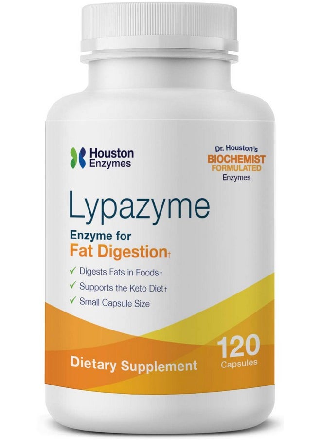 Houston Enzymes Lypazyme 120 Capsules Professionally Formulated With 3 Different Lipase Enzymes Supports Complete Breakdown Of Triglyceride Fats Excellent For High Fat Diets  - Image 2