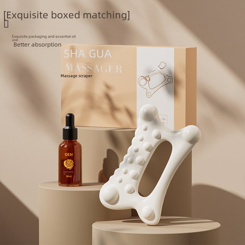 Facial Tendon Pulling Board Stick, Facial Lifting and Tightening Beauty Instrument, Back Opening, Calf, Whole Body Relaxation, Head Comb Massager(Exquisite Boxed +10ml Rose Essential Oil + Facial Acupoints) - Image 5