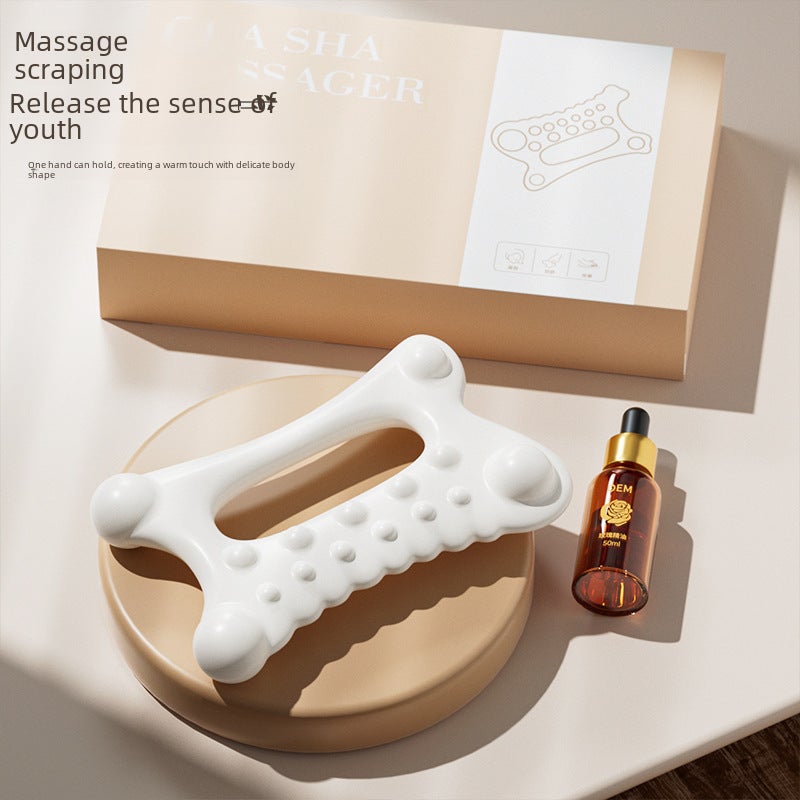 Facial Tendon Pulling Board Stick, Facial Lifting and Tightening Beauty Instrument, Back Opening, Calf, Whole Body Relaxation, Head Comb Massager(Exquisite Boxed +10ml Rose Essential Oil + Facial Acupoints) - Image 2
