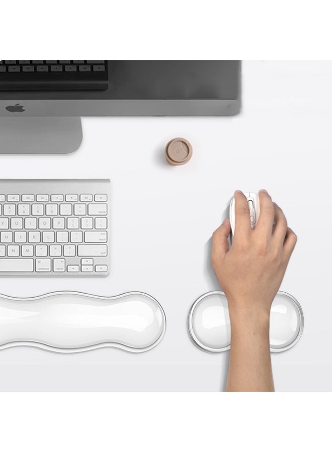 2pcs Clear Silicone Cooler Keyboard Wrist Rest Set Non-Slip Ergonomic Mouse Wrist Support Pad for Keyboard Computer Laptop Office Gaming - Image 3