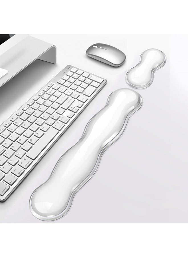 2pcs Clear Silicone Cooler Keyboard Wrist Rest Set Non-Slip Ergonomic Mouse Wrist Support Pad for Keyboard Computer Laptop Office Gaming - Image 1